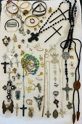 Religious Jewelry 75 Pc Lot Angel Crucifix Mustard Seed Danecraft Giusti GCI • $29