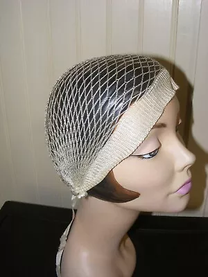 £34.59 • Buy 40s Hair Snood Authentic Original Cream Silk Manufactured Hair Net Wwii Hat