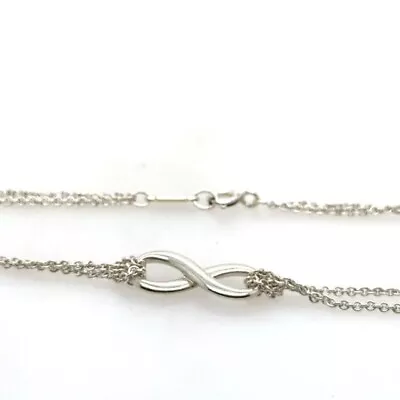 Tiffany & Co. Sterling Silver Double Chain Infinity Charm Necklace - Preowned • $0.99