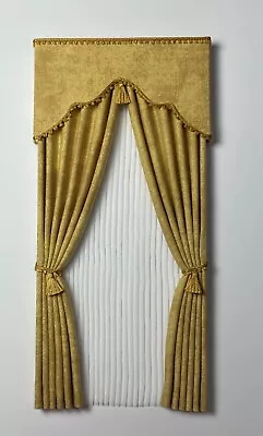 Gold  Old World  Dollhouse Curtains With Sheers -1:12 Scale • $26.95