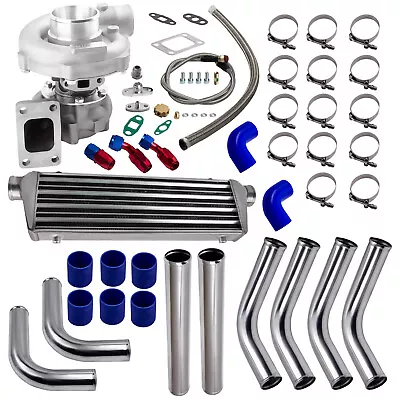 T04e T3/t4 .63 A/r 73 Trim Turbo Charger 5 Bolt Intercooler Piping Oil Line Kit • $347.67