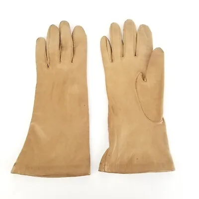 Vintage Light Brown Soft Leather Gloves Women's Size 8 • $27.82