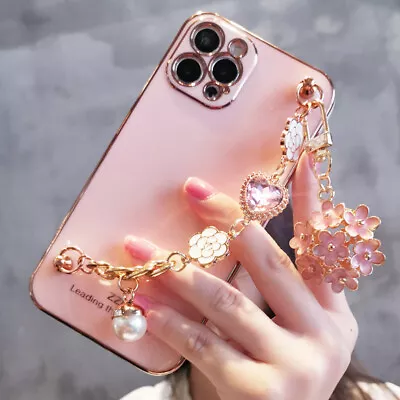 For Xiaomi OPPO Motorola Case +Flower Bracelet Luxury 6D Plating Hot Phone Cover • $8.46