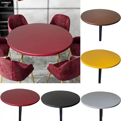 Round Waterproof Table Cover PVC Elastic Fitted Tablecloth Oil Proof Party Home • $11.39