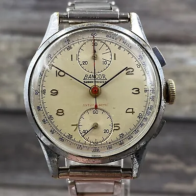 Vintage Bancor Britix Shock-Resist Chronograph Watch 17 Jewels 170 Venus Swiss • $549.99