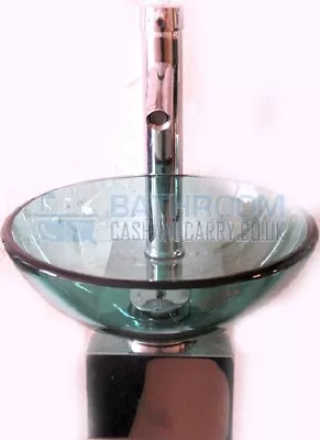 £134.95 • Buy Luxury Bathroom Green Tempered Glass Basin Sink Round Bowl 315mm Chrome Tap Trap