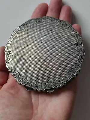 Antique Solid 900 Silver Loose Powder Compact Large Size Continental 1930s-1940s • £135