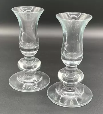 Vintage MCM Clear Glass Candlestick Holders • $10