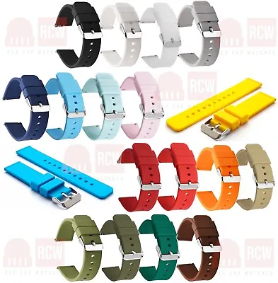 Silicone Rubber Watch Strap Band In 16mm 18mm 20mm 22mm 24mm With Quick Release  • £5.49