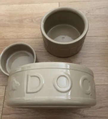 Mason Cash Cane Brown Dog Food Water Bowls X3 Ceramic Good Condition • £19.99