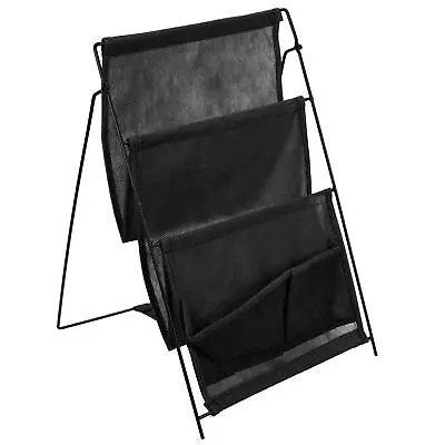 £5.45 • Buy Black Folding Magazine Rack 3 Pockets Canvas Newspaper Home Work Storage Stand