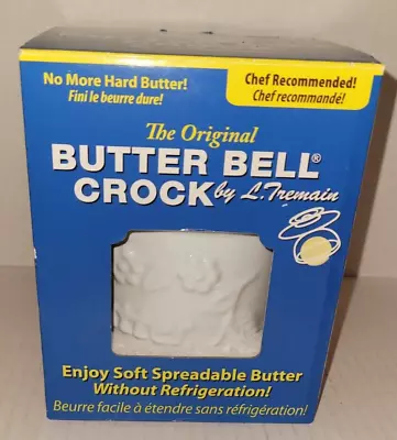 The Original Butter Bell Crock By L. Tremain Classic White Raised Floral - NIB • $20