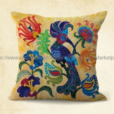  Pillow Covers For Throw Pillow Mexican Flower Birds Folk Art Cushion Cover • $14.99