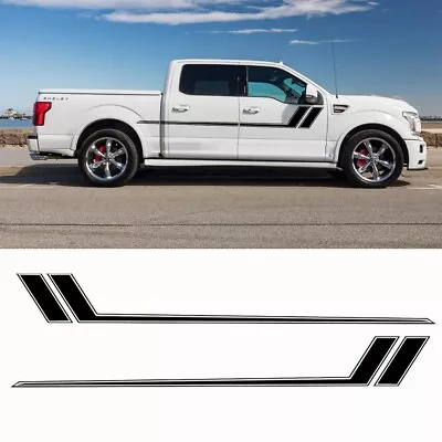 2x Matte Black Side Door Fender Hockey Stripe Sticker For Ford F-150 F-250 F-350 • $28.99