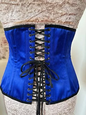 Genuine Axfords Waspie Underbust Corset Blue &Black 26 Waist Steel Boned UK Made • £50