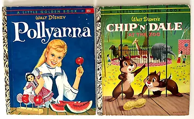 POLLYANNA & CHIP 'N' DALE ~ Vintage 1st  A  Ed. Disney Little Golden Books • $15.99