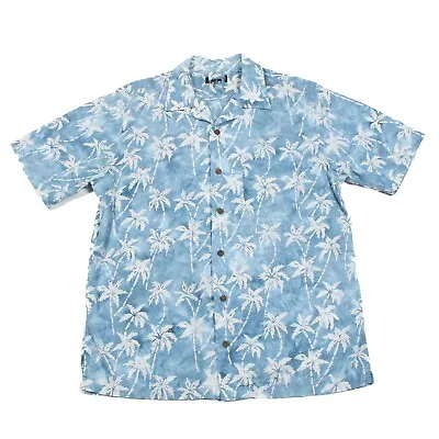 Vintage Hawaiian Palm Shirt | Large | Button Collar Pattern Floral Retro AI45 • £13.99