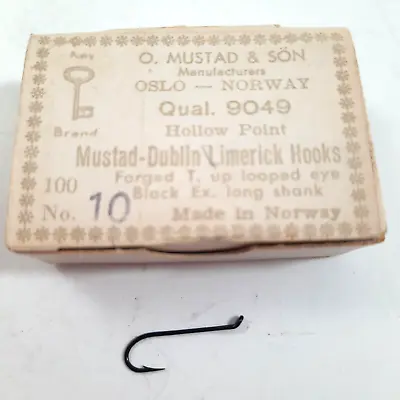 MUSTAD 9049 #10 Salmon Hooks Steelhead Streamer Fly Tying Hooks Box 100 • $24.99