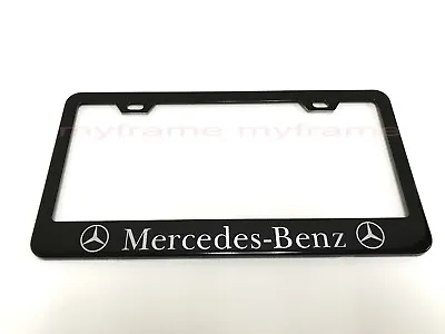 1pcsMERCEDESwithLOGO* BLACK Metal License Plate Frame Tag Holder With Caps • $13.78