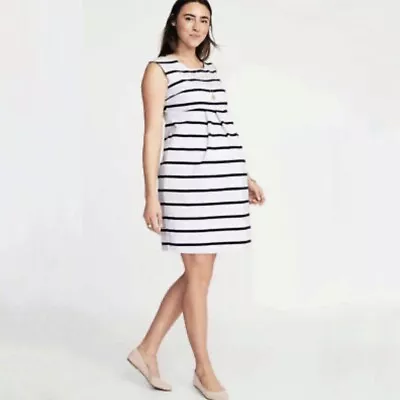 OLD NAVY Maternity Navy/White Striped Ponte Knit Sleeveless Stretch Dress Sz M • $15