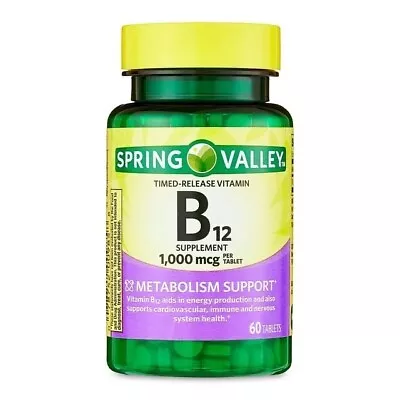 Spring Valley Timed-Release Vitamin B12 Tablets 1000 Mcg 60 Count • $5.96