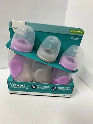 Evenflo Advanced+ Angled & Vented 3 Bottles - Pink And Grey 3 - 6 Oz Brand New • $23.99