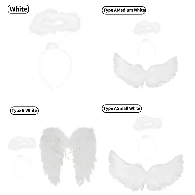 White Feather Angel Fairy Wings+Angel Headband Child Kids Hair Hoop Dance Party • $14.33