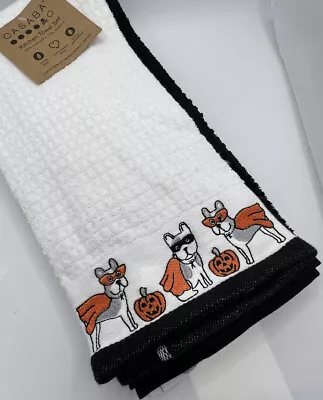 Casaba Ghost Pumpkin Dogs Halloween 3 Pack Kitchen Towel Set • $18