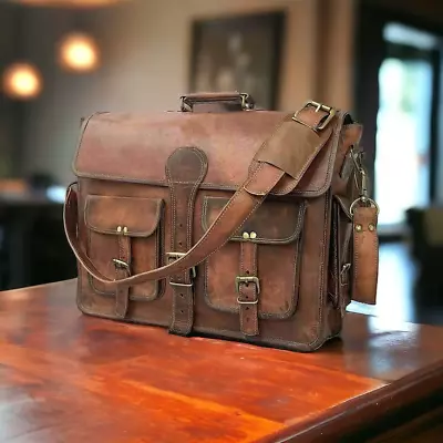 Satchel Messenger Mens Genuine Vintage Leather Man HandBag Laptop Briefcase Bag • $52.79