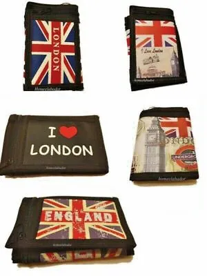 Union Jack London Tri-Fold Wallet With Chain Clip Mens Boys Gift Souvenir Purse • £3.99