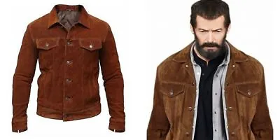 $91.74 • Buy Xmen Jacket Hugh Jackman Logan Wolverine Real Suede Leather Brown Trucker Jacket