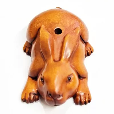 M8777 - 20 Years Old 2   Hand Carved Boxwood Netsuke - Lovely Rabbit • £29.99