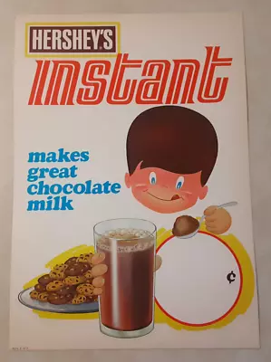 Vintage Hershey's Instant Chocolate Milk Sign Store Advertisement 16.5 X 11.5 • $29.99