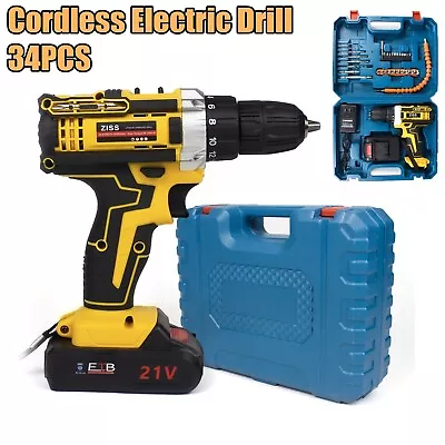 21V 34IN1 Electric Cordless Drill Impact Drill Combo Set With Battery & Charger • $39.98