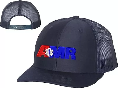 AMR American Medical Response Cap Hat Navy Blue Trucker Curved Visor • $28.50