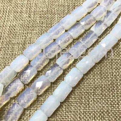 Opalite Faceted Rectangle Bead 10x14.Milky White Moon Opal Stone Beads. 8''/16'' • $6.99
