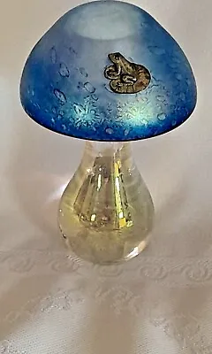 £45 • Buy Giant Blue Mushroom By Heron Glass - Frog On Lilypad - Gift Box - Hand Crafted