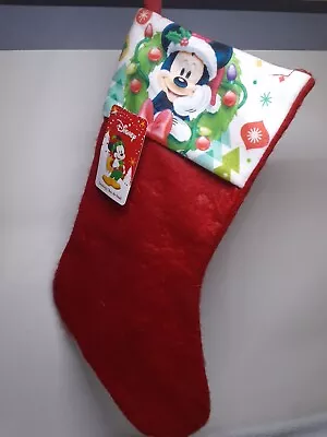 New With Tags Ruz Disney Mickey Mouse 16  Red Felt Snowflake Christmas Stocking • $8.99
