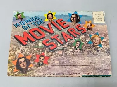 Vintage Postcard Souvenir Folder Homes Of The Movie Stars Vintage C1948 • $5