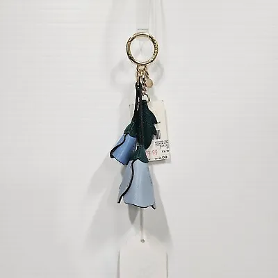 NWT $78 Michael Kors Leather 3D Flower Key Fob Charm 35S9GKCK1L Pale Blue • $39.95