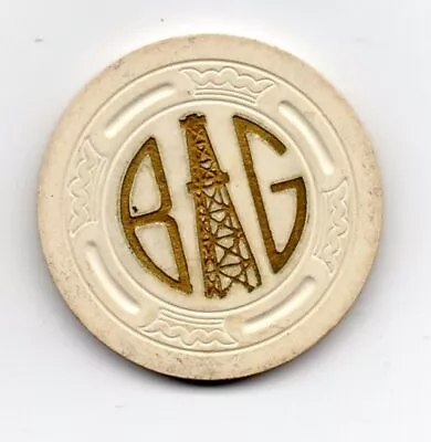 19th Hole Casino Chip B * G Antioch CA Large Crown Mold White / Oil Derrick • $14.95