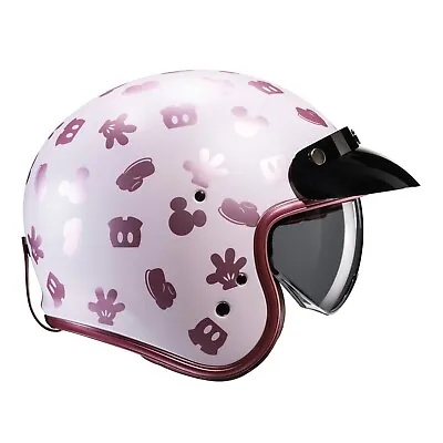 Hjc Mickey Mouse Disney V31 Open Face Jet Scooter Motorcycle Retro Helmet Pink • £219.99