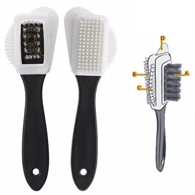 $7.38 • Buy 3-side Cleaning Brush Kit For Suede Leather Nubuck Shoes Boot Stain Dust Cleaner