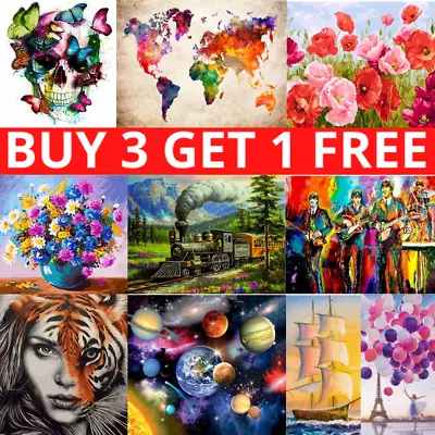 New Oil Painting By Numbers Kit Paint On Canvas For Adult Kid Beginner Frameless • £7.19