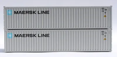 JTC N Scale 405308 MAERSK LINE 40' Std. Ht. Container/Magnetic Sys. 2 Pack New! • $29.65