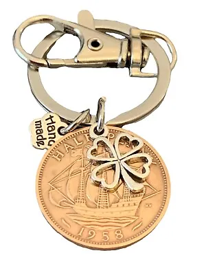£9.99 • Buy 65th Birthday Gift For Him Or Her  1958 Polished Coin On Keyring In Gift Bag