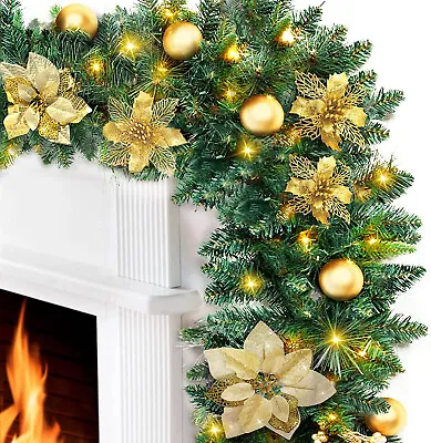 9ft Pre Lit Christmas Garland With Lights LED Wreath Home Xmas Christmas Decor • $26.99