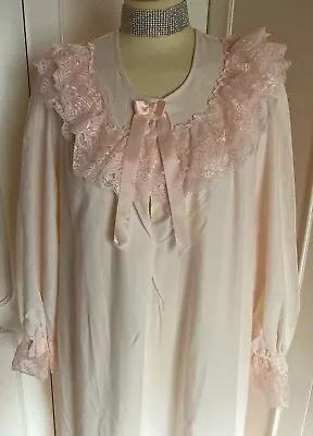 New David Nieper Luxury Vintage Style Cotton & Lace Long Nightdress Size 14 M • $62.22