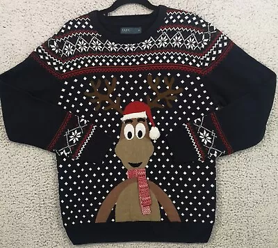 Mens Novelty Reindeer Christmas Jumper Sweater UK Medium • £11.95