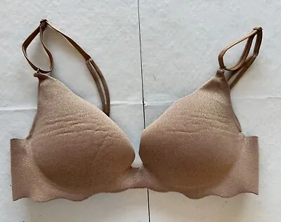 Victoria's Secret Very Sexy Secret Embrace Push-Up Beige Sparkly Bra 34C • $5.99